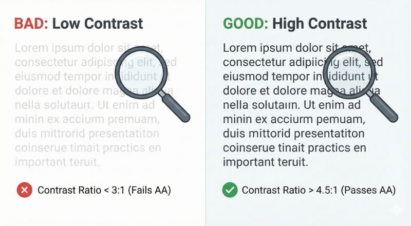 an image that shows the difference between a low contrast page and a high contrast page